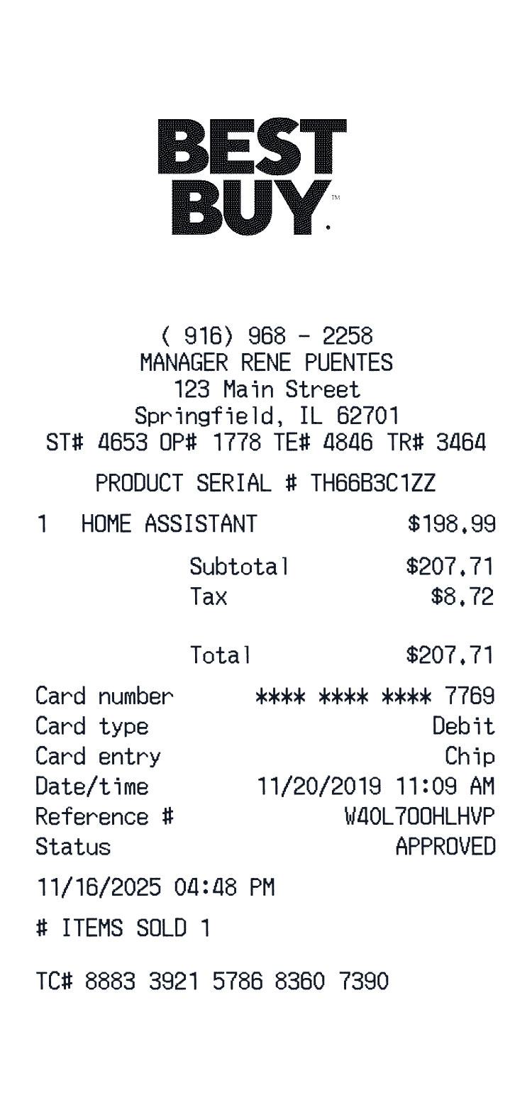 Best Buy Receipt example with AirPod Pro 2nd Generation preview