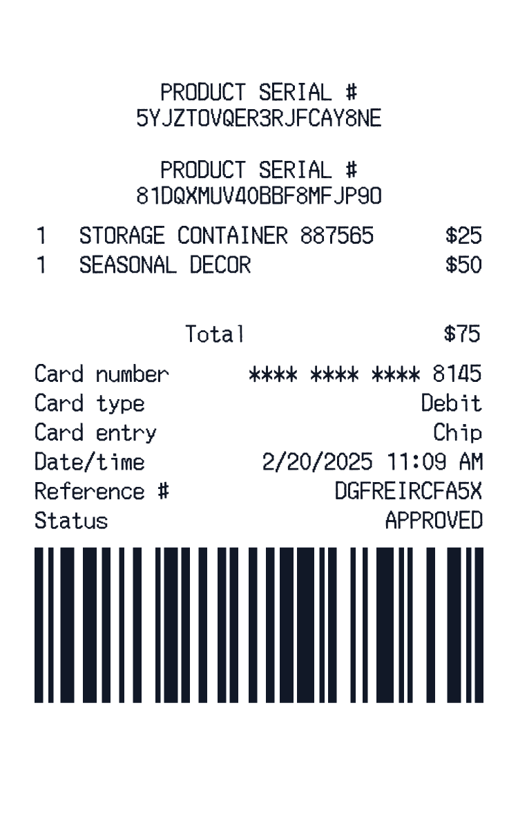 Receipt example with Google Play and 2 more items preview
