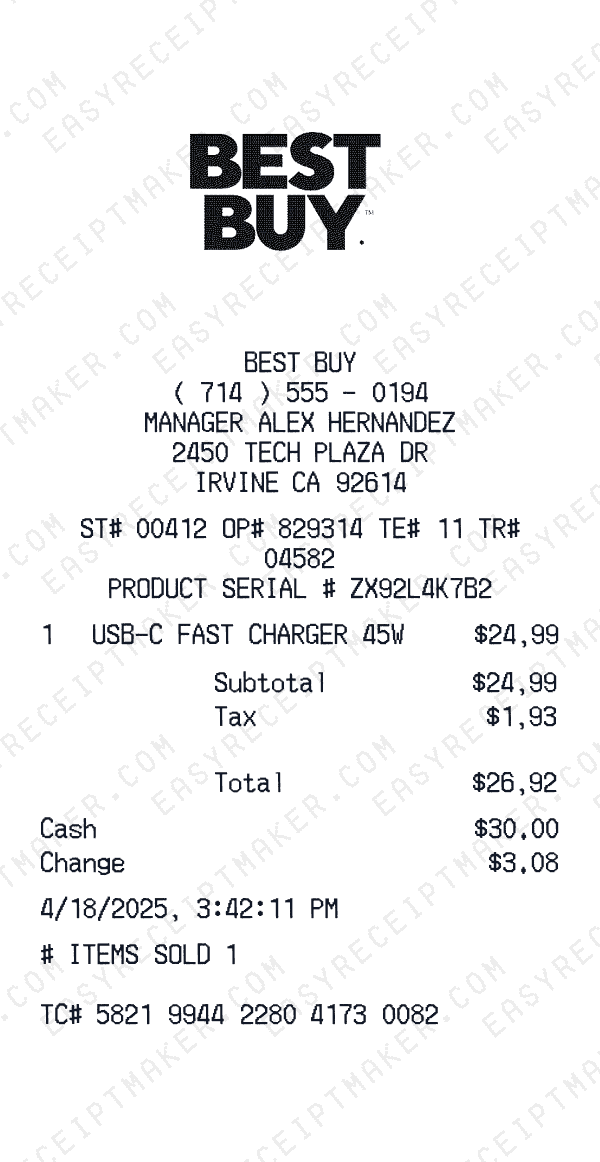 Best Buy receipt preview