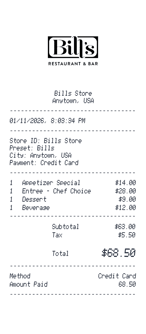Bills receipt template example