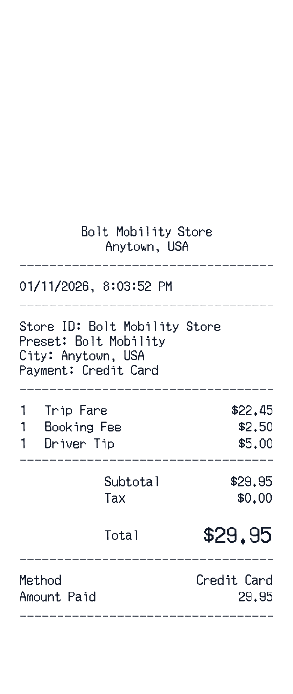 Bolt Mobility receipt template