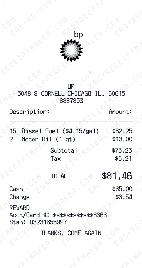 BP receipt preview
