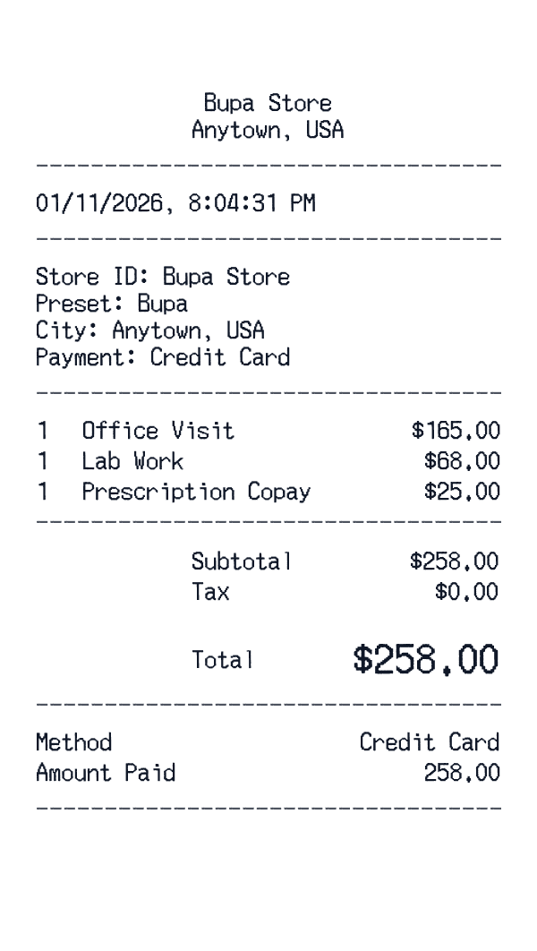 Bupa receipt template example