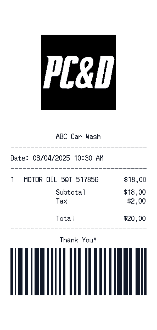 Car Wash receipt template example