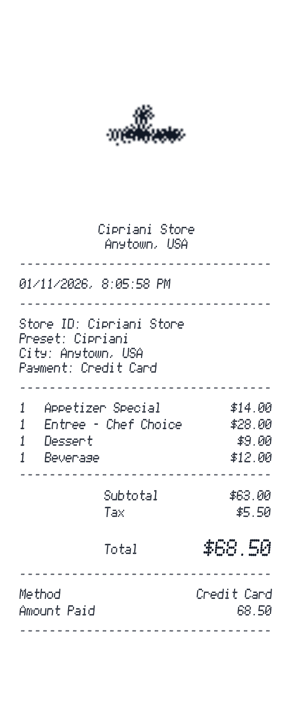 Cipriani receipt preview