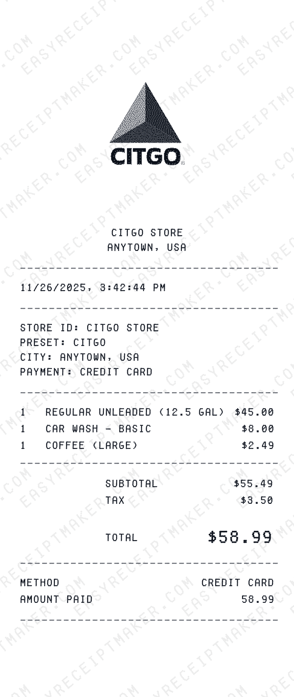 Citgo receipt preview