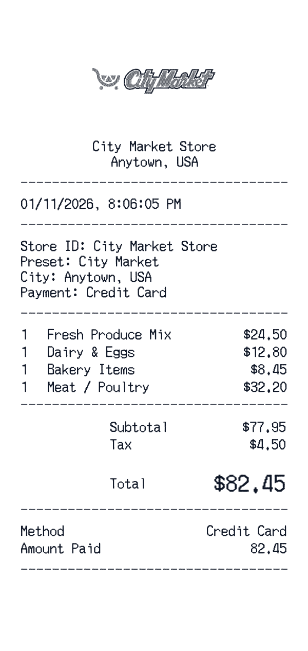 City Market receipt preview