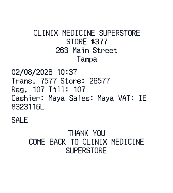 Clinix Medicine Superstore receipt template example