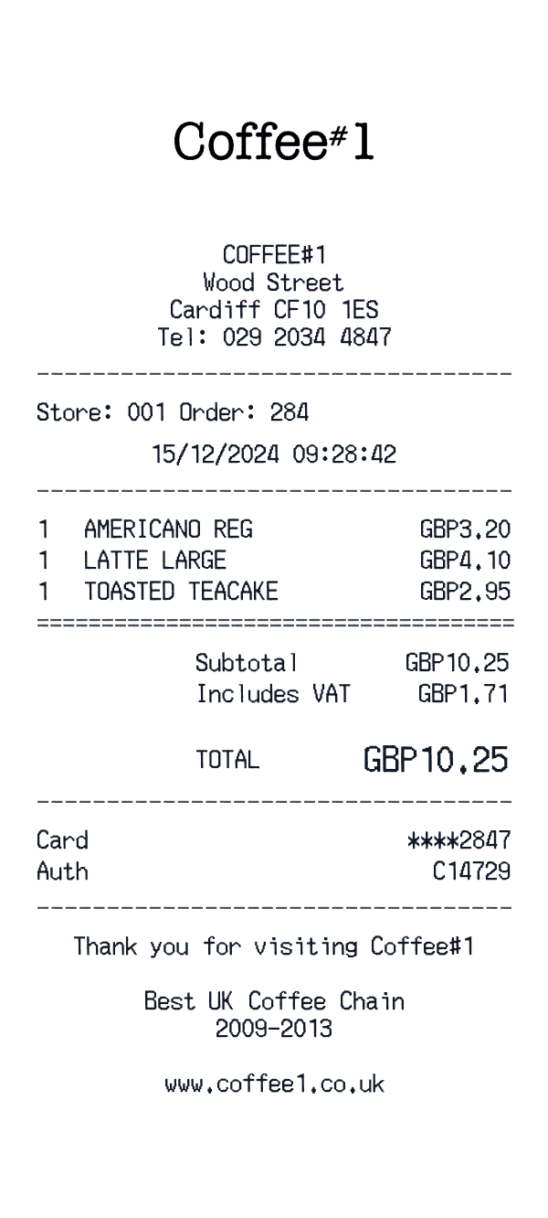 Coffee#1 receipt template example