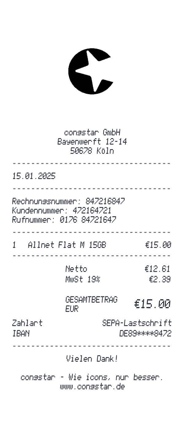 congstar receipt template example