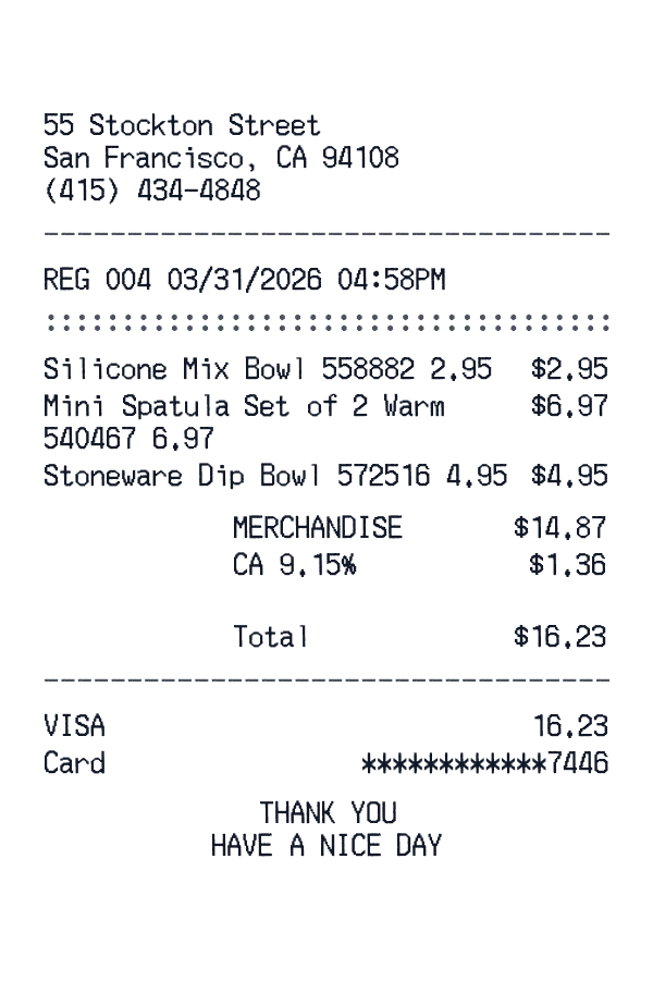 Crate & Barrel receipt template generator preview
