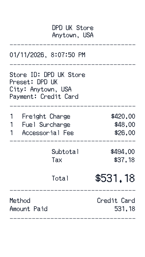DPD UK receipt template example