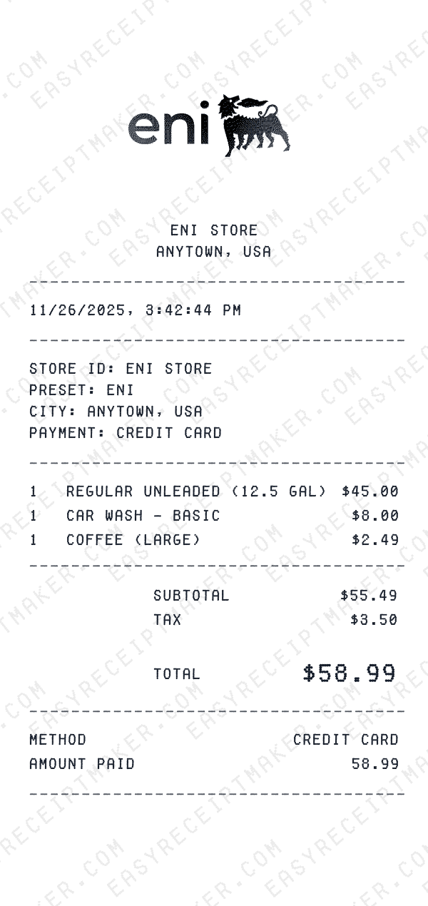 Eni receipt preview