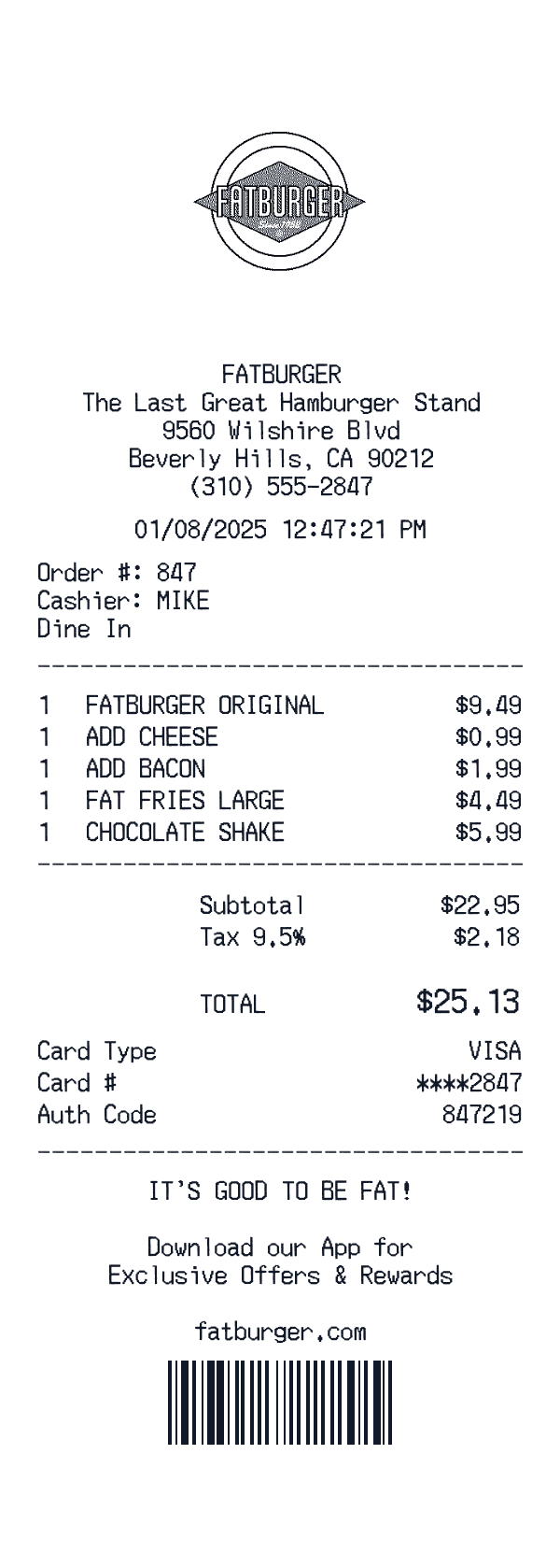 Fatburger receipt preview