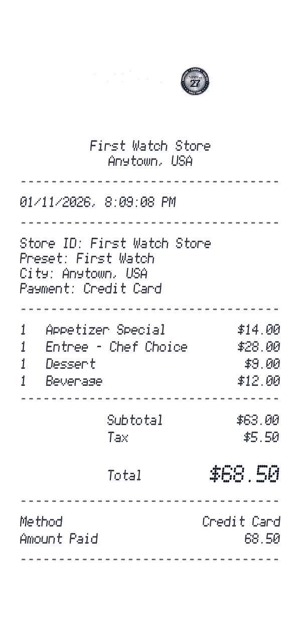 First Watch receipt preview