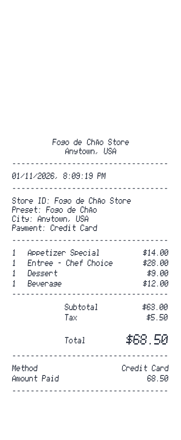Fogo de Chão receipt preview