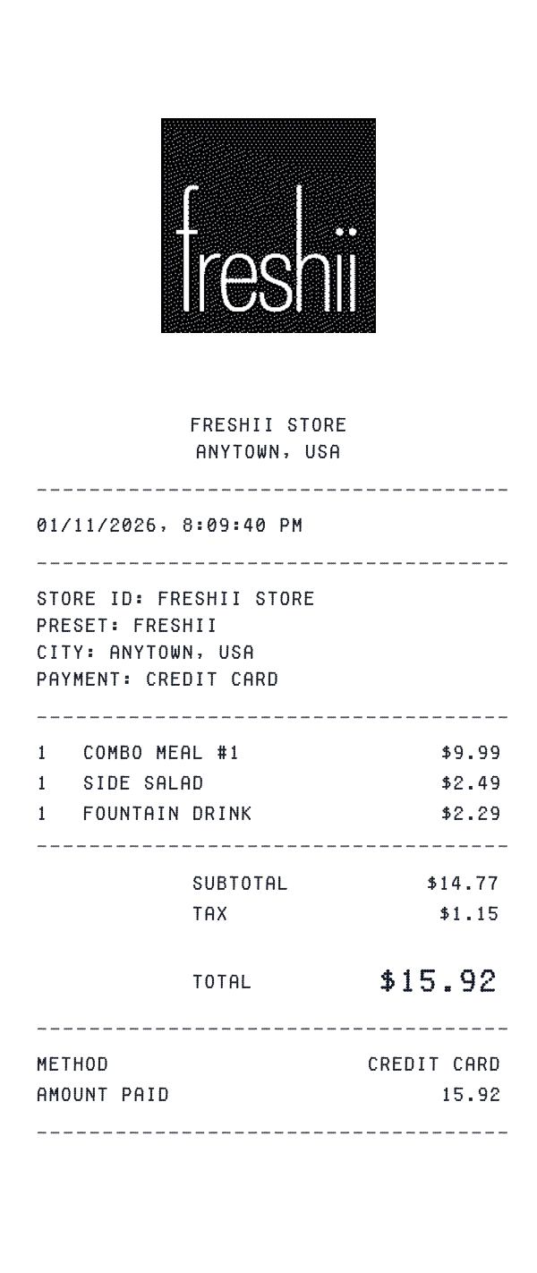 Freshii receipt preview