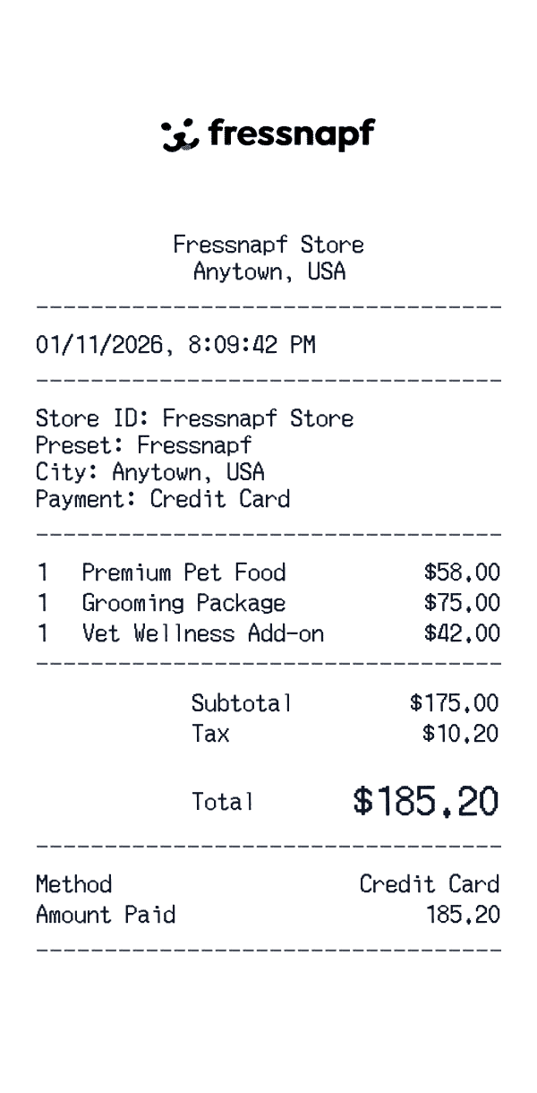 Fressnapf receipt template example