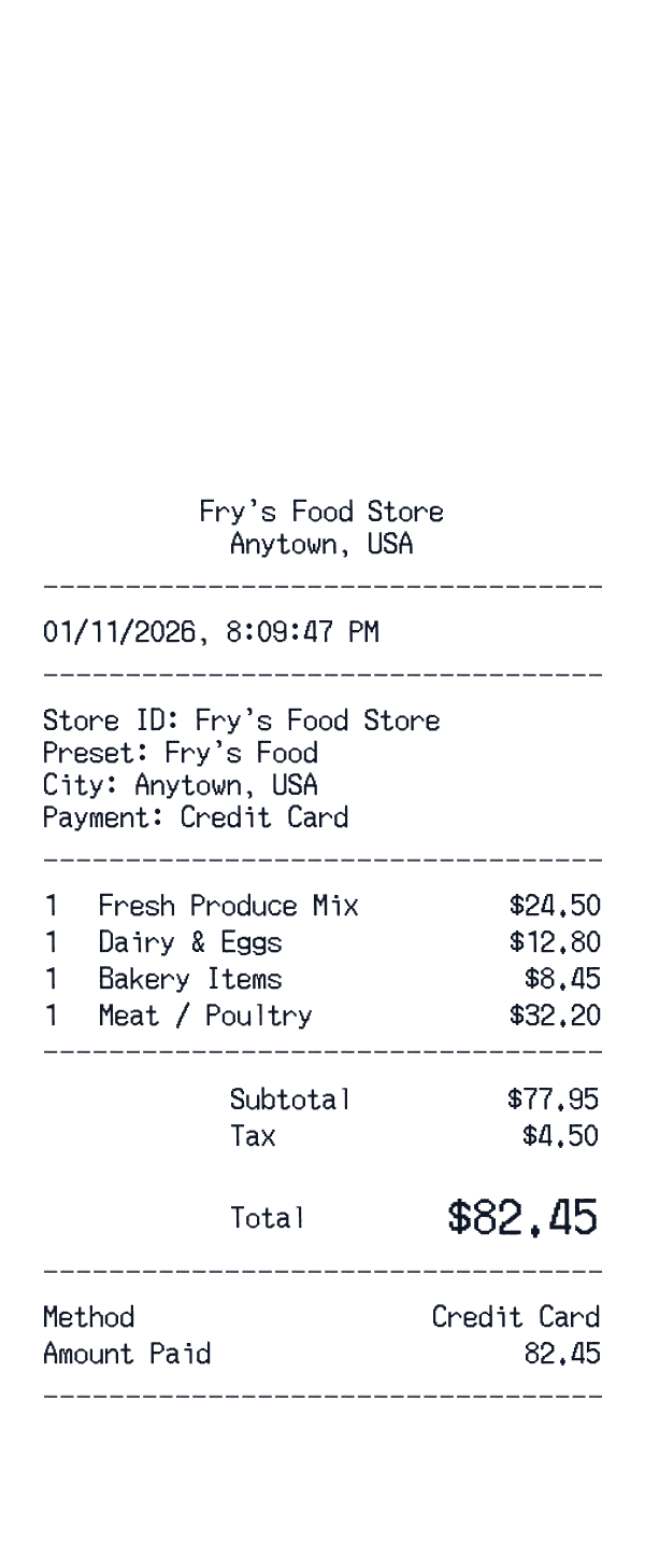 Fry's Food receipt preview