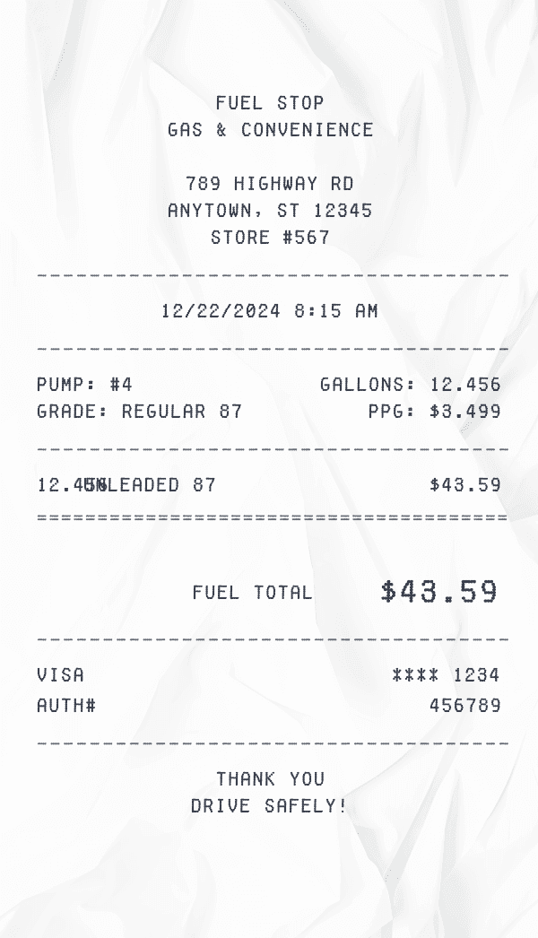 Gas Station Receipt receipt preview