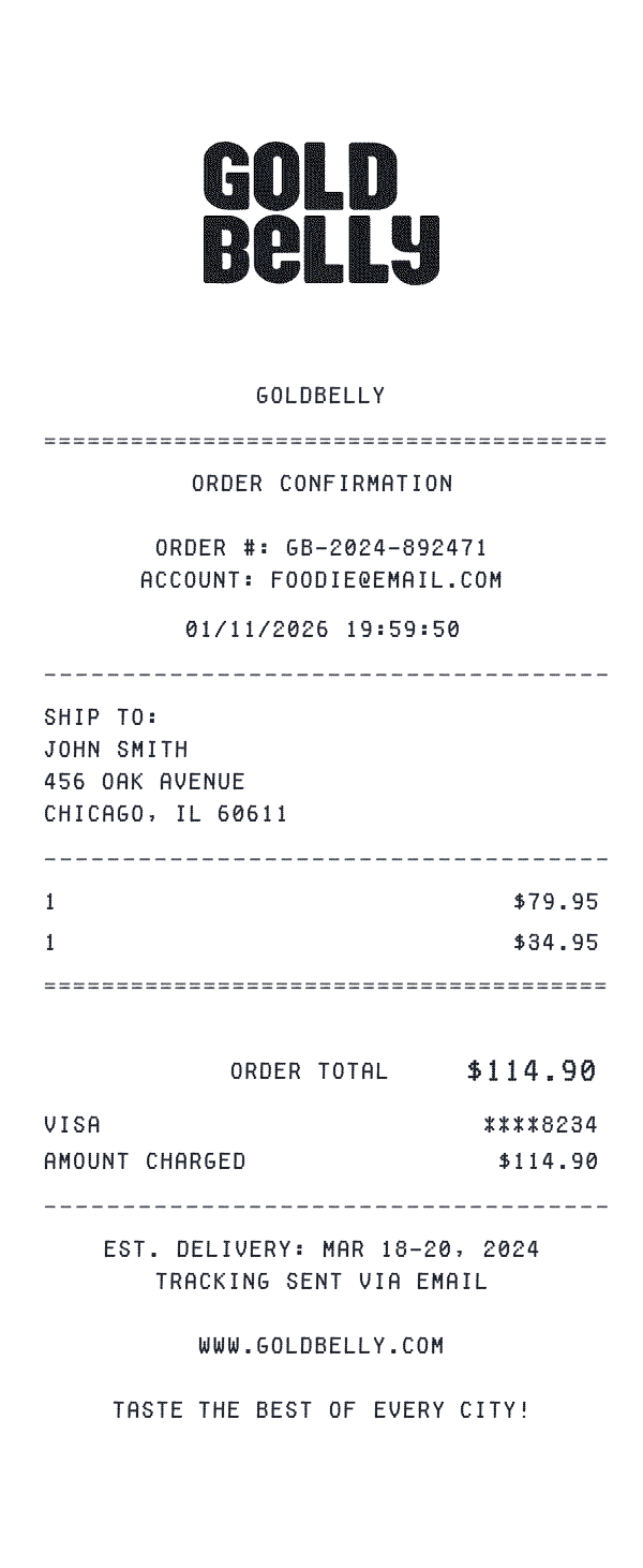 Goldbelly receipt template example