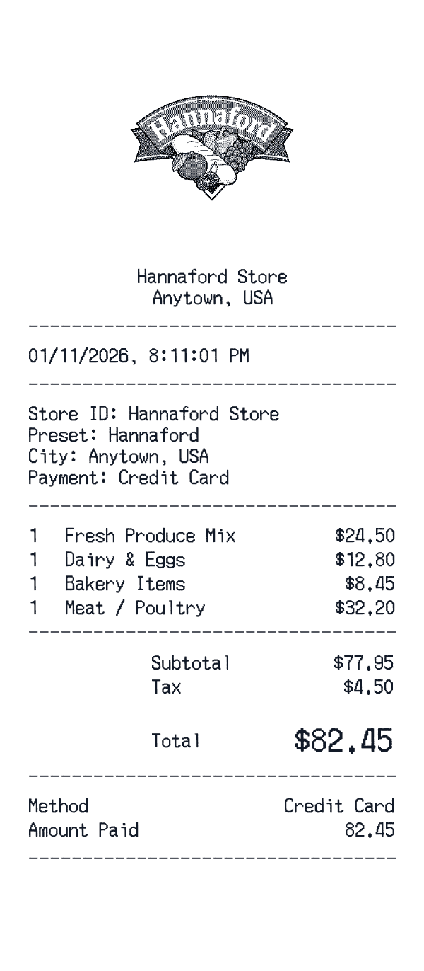 Hannaford receipt preview