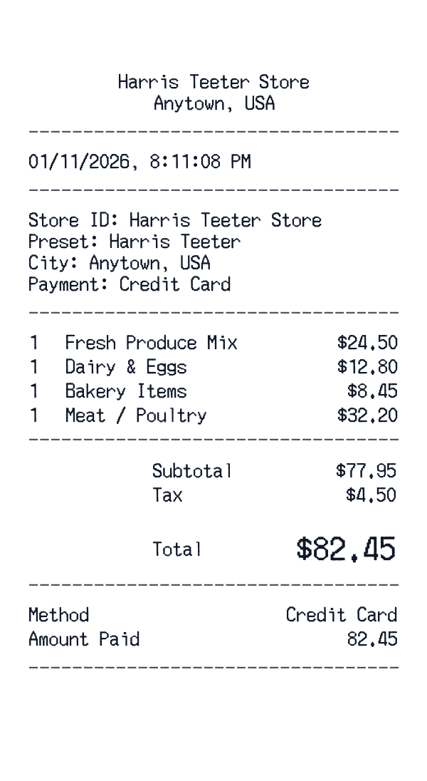 Harris Teeter receipt preview