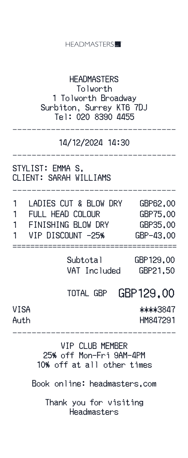 Headmasters receipt template example