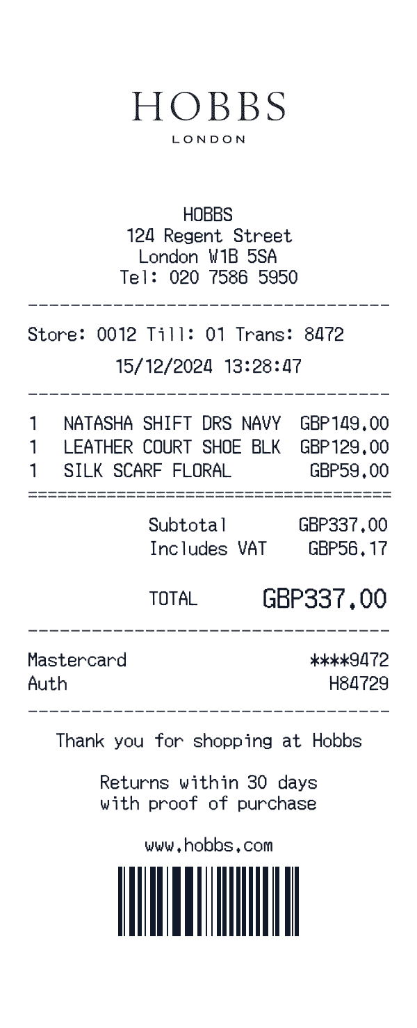 Hobbs receipt preview