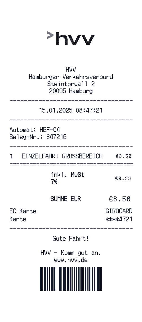 HVV receipt template example