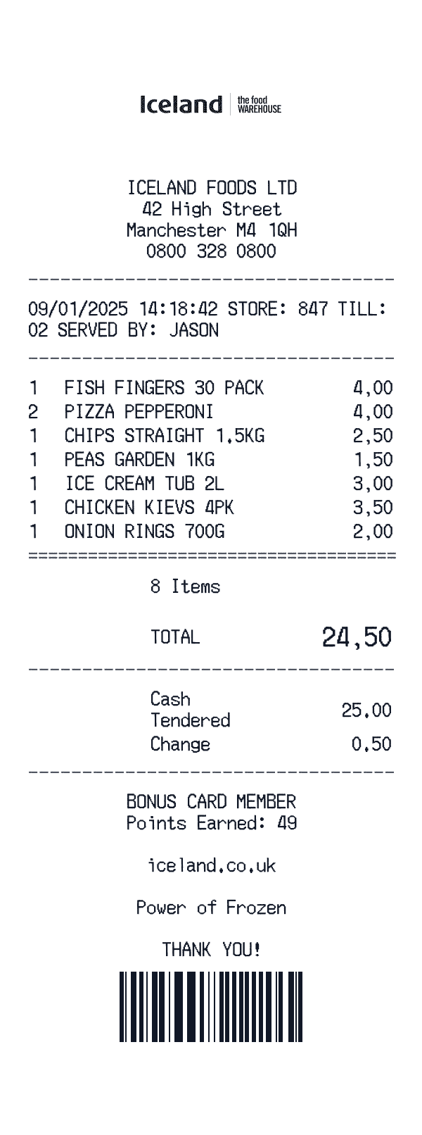 Iceland receipt preview
