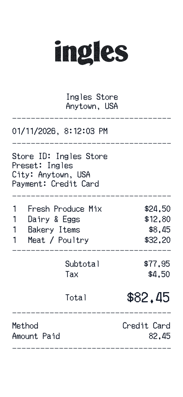 Ingles receipt preview
