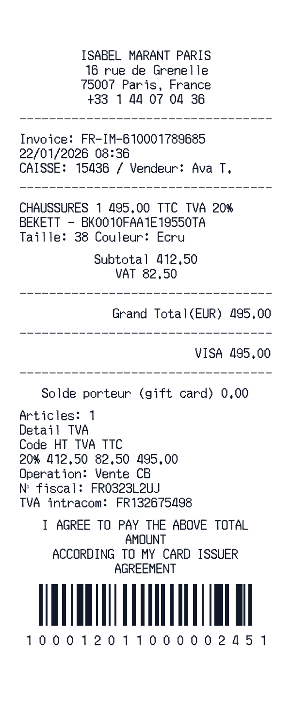 ISABEL MARANT receipt template generator preview