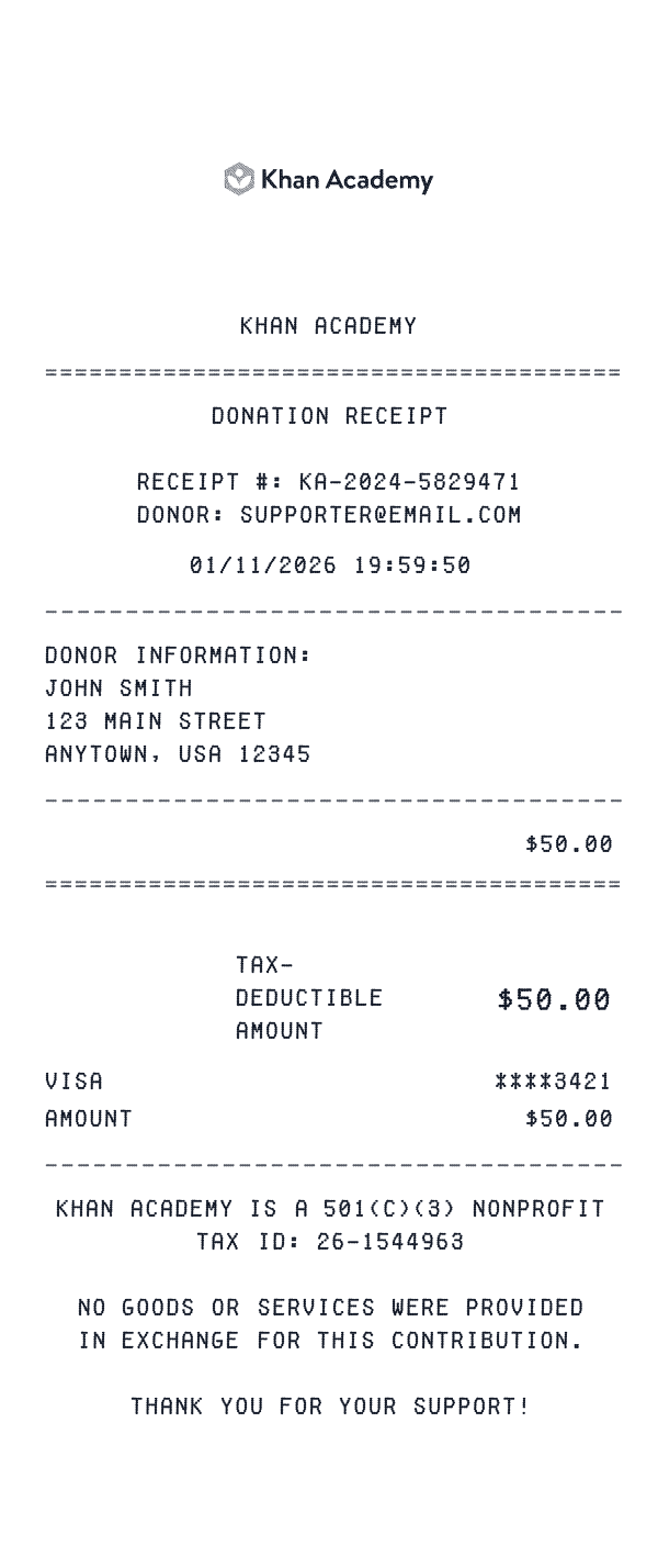 Khan Academy receipt template example