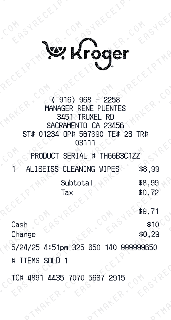 Kroger receipt