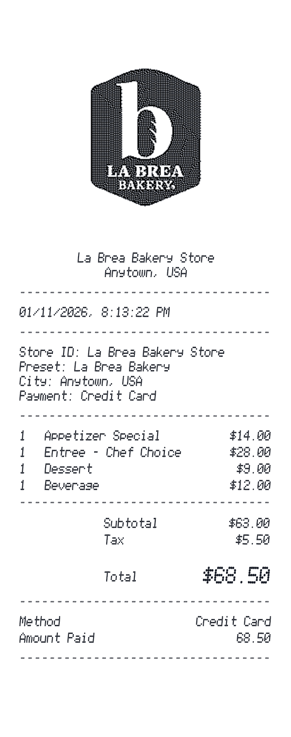 La Brea Bakery receipt preview