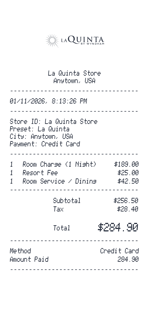 La Quinta receipt preview