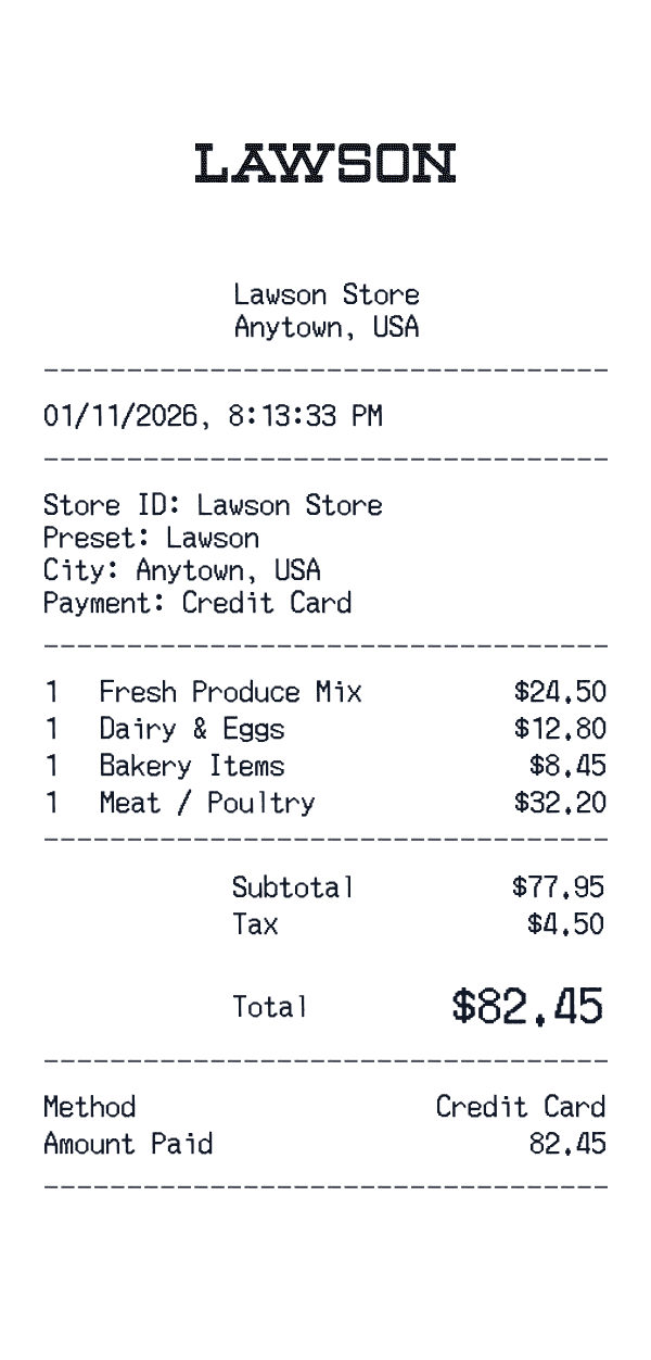 Lawson receipt preview