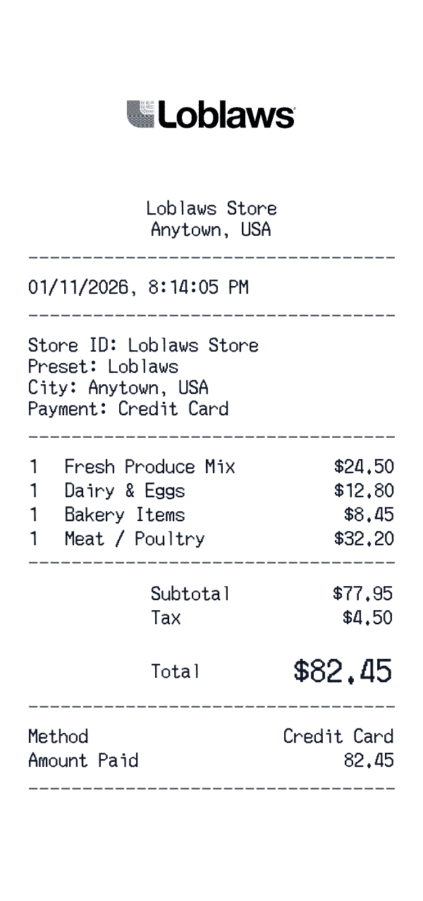 Loblaws receipt preview