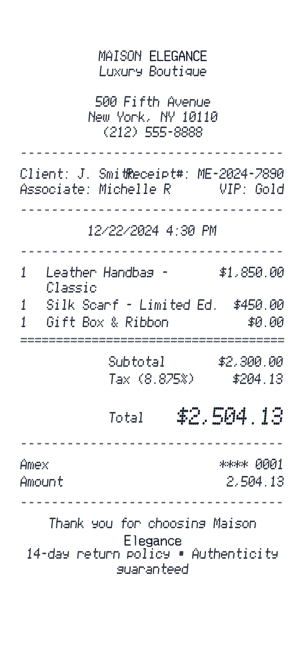 Luxury Brand Receipt receipt preview