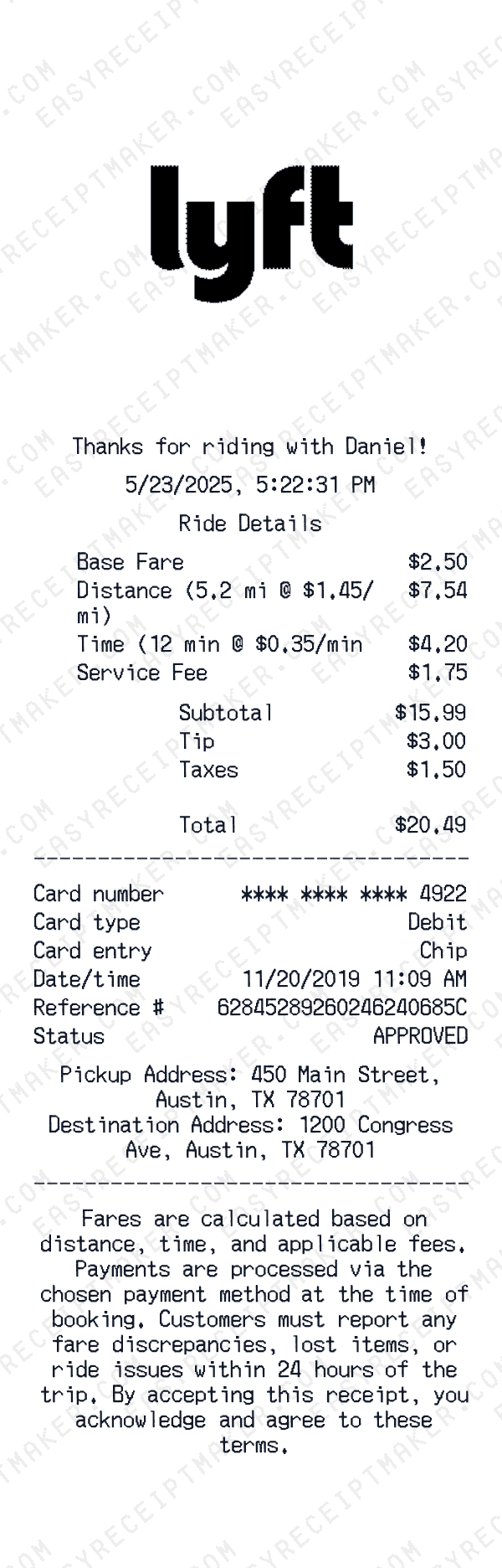 Lyft receipt