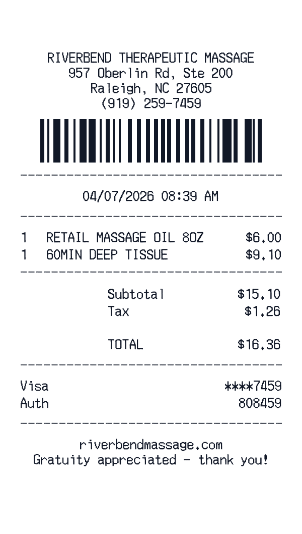 Massage receipt template generator preview