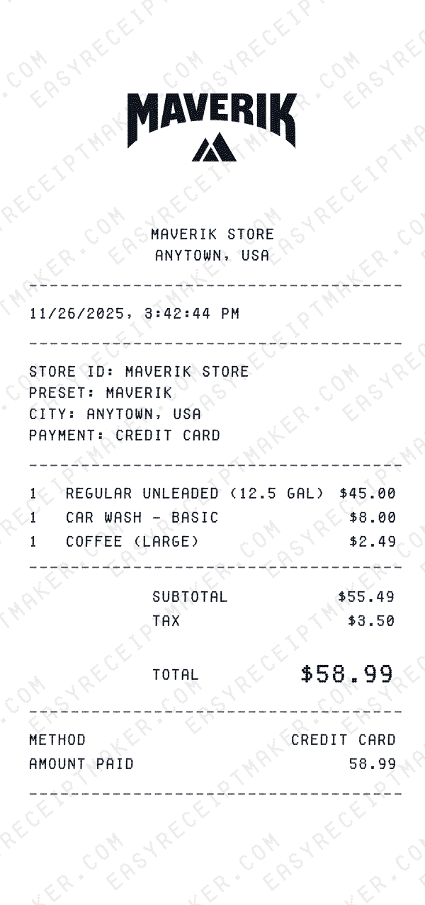 Maverik receipt preview