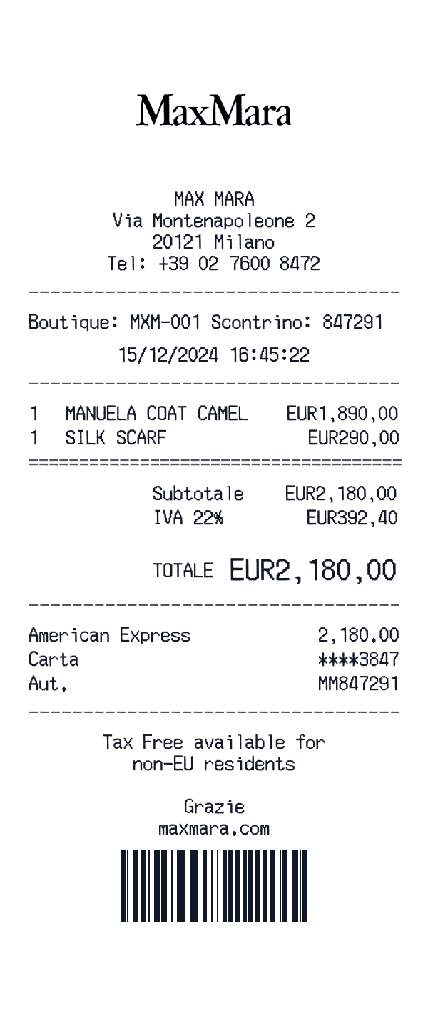 Max Mara receipt preview