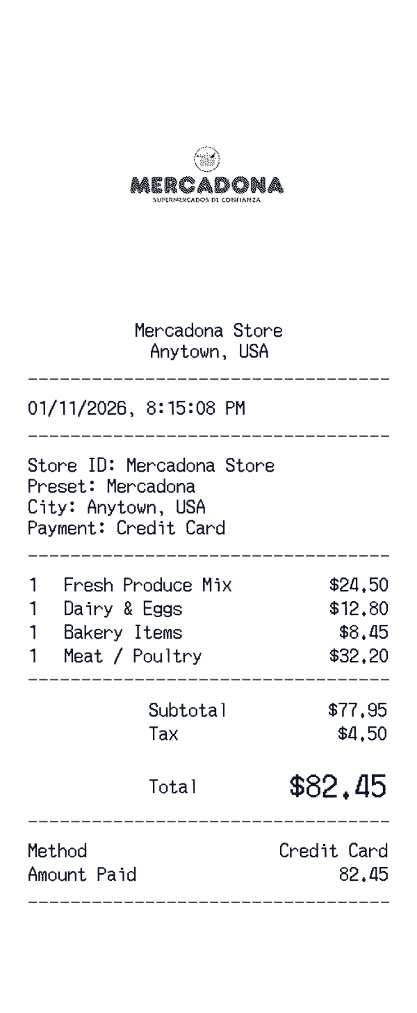 Mercadona receipt preview