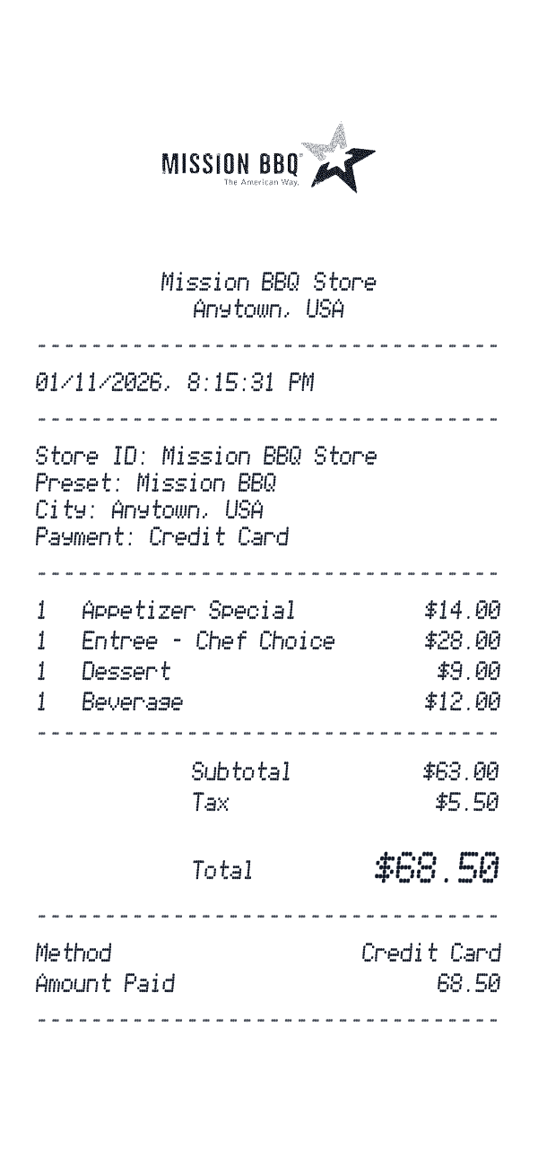 Mission BBQ receipt preview