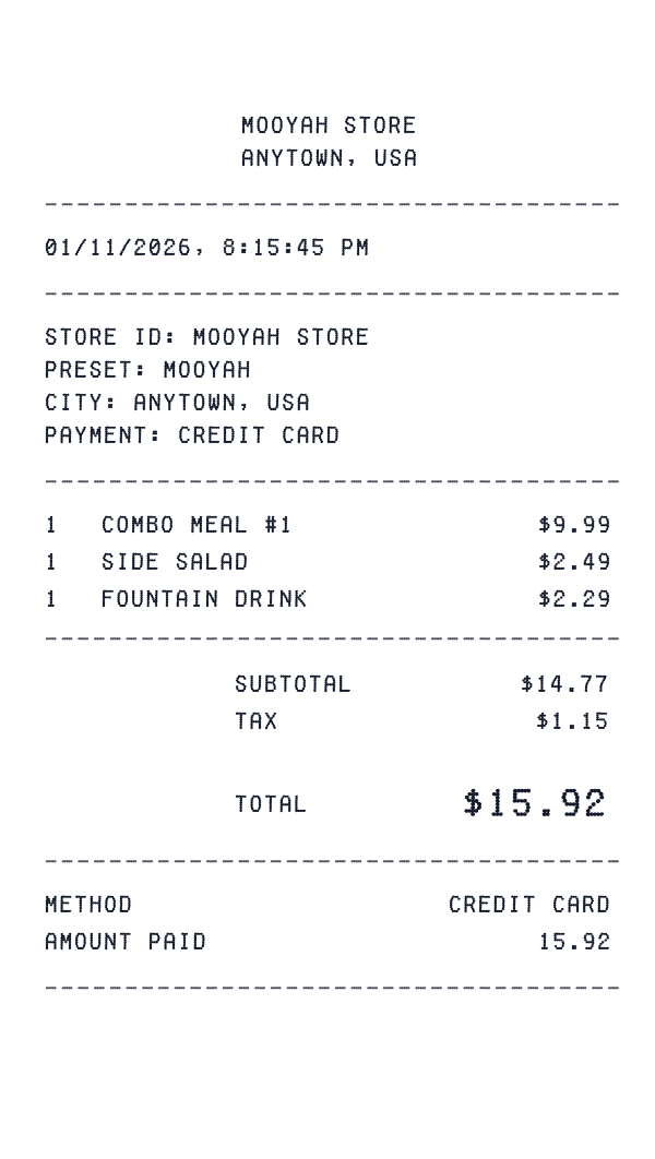 MOOYAH receipt preview
