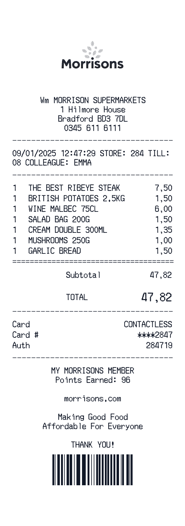 Morrisons receipt preview