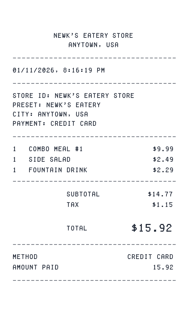 Newk's Eatery receipt preview