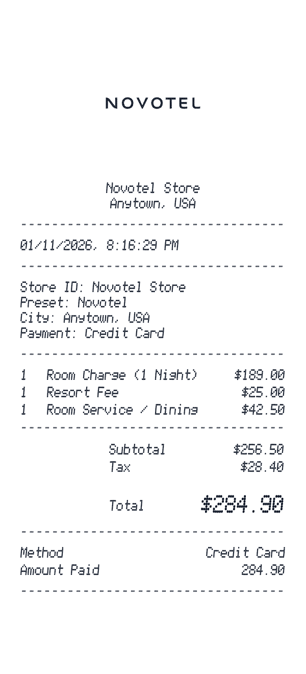 Novotel receipt preview